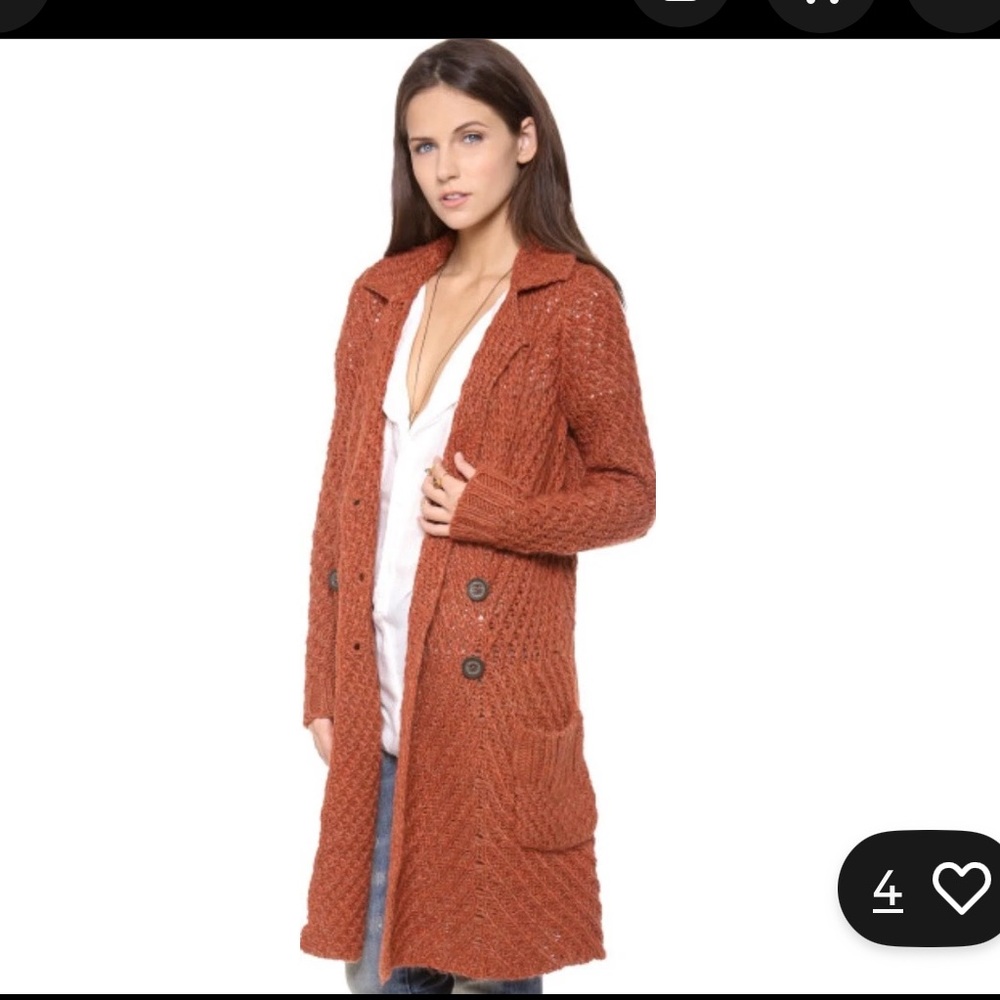 FREE PEOPLE Buttermilk Biscuit Cardigan Rust XL GUC